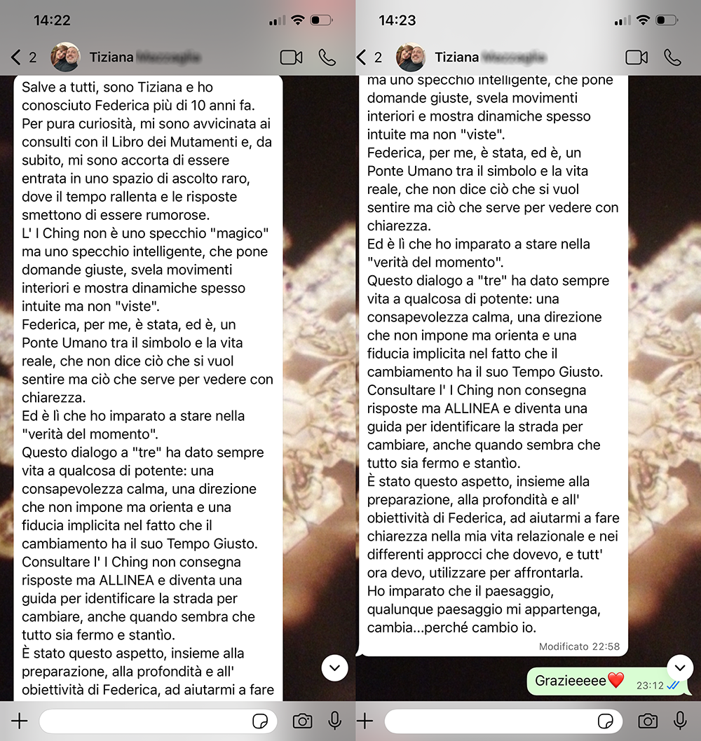 Testimonianza WhatsApp — Tiziana