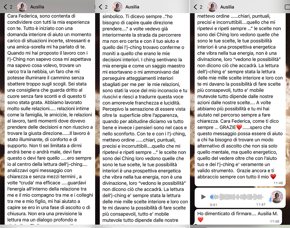 Testimonianza WhatsApp — Ausilia